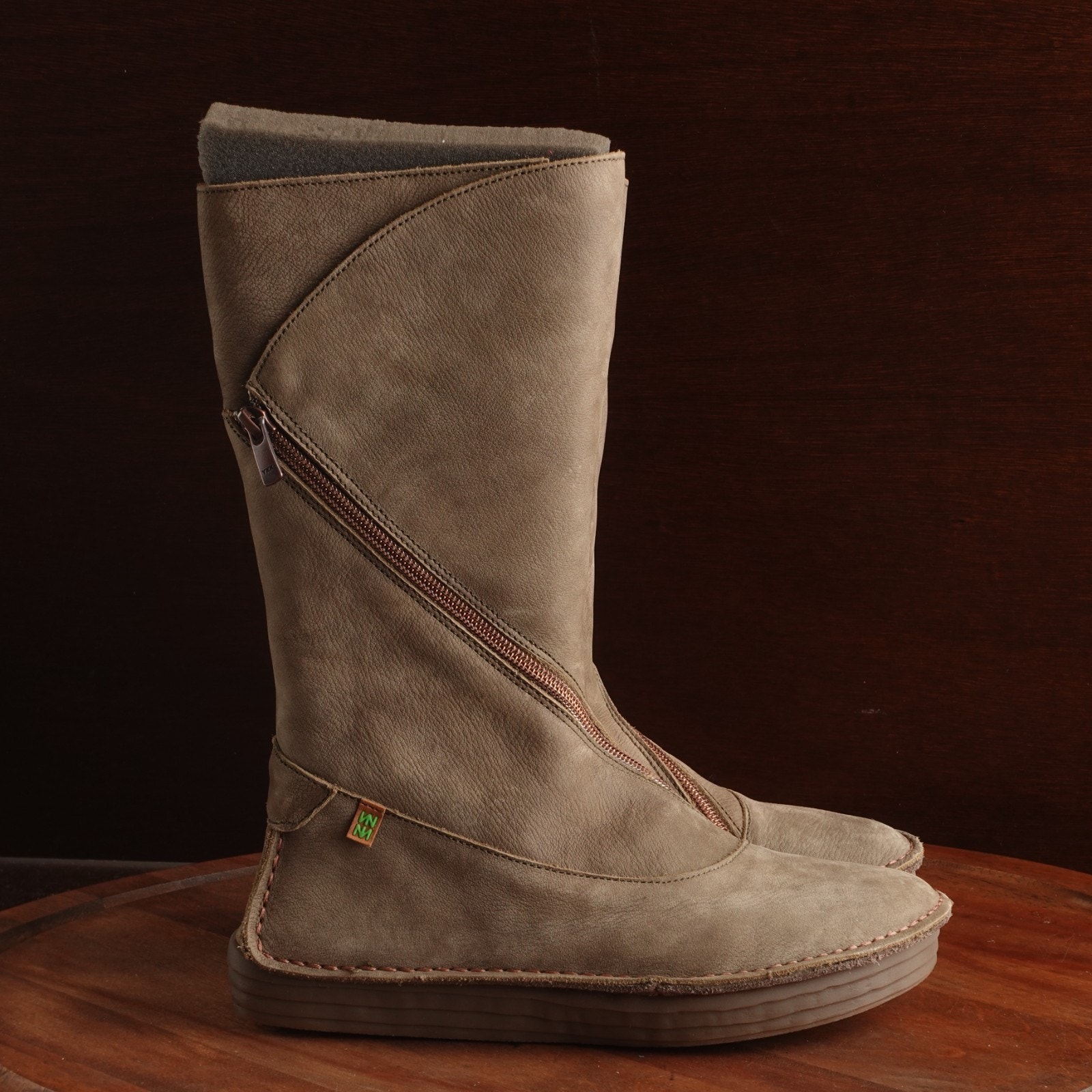 El Naturalista Boots Womens Sz Eu 37 Us 7 Beige Leather Zip Comfort Boho Granola